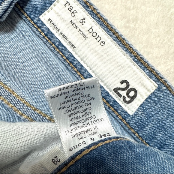 Rag & Bone 29 Serena High Waist Wide Leg Jeans Light Wash Raw Hem Blue Stretch - Picture 4 of 9